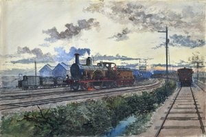 Locomotora de vapor, c.1870 (acuarela sobre papel)