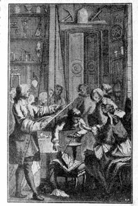 Experimento de Stephen Gray sobre la conductividad eléctrica del cuerpo humano. Grabado del siglo XIX. de Unknown artist