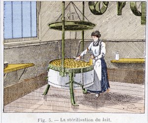 Esterilización de la leche - grabado, finales del siglo XIX de Unknown artist