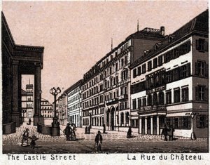 Stuttgart, Alemania: vista de la Calle del Castillo. En "El Mundo Ilustrado 168 vistas". Sin fecha (finales del siglo XIX). de Unknown artist