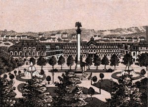 Stuttgart, Alemania: vista del nuevo castillo. en "El mundo ilustrado 168 vistas" Sin fecha (finales del siglo XIX) de Unknown artist