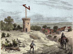 Telégrafo: Telégrafo de Claude Chappe (1765-1805) alrededor de 1794 (grabado)