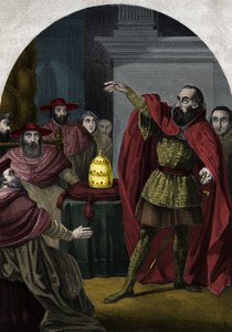El antipapa Juan XXIII (Antipapa Giovanni 23) (1410-1415) (Baldassarre Cossa) fue proclamado pontífice soberano por el Concilio de Pisa en 1410. Grabado de 1842 en "Historia de los papas" de Maurice Lachatre. Colección privada. de Unknown artist