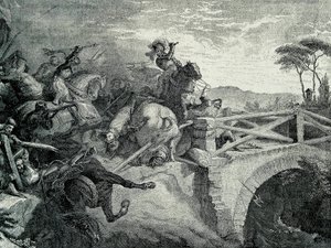 La Batalla de Garigliano (Garellano) entre franceses y españoles durante la Tercera Guerra Italiana, 29 de diciembre de 1503: Gonzalo Fernández de Córdoba llamado El Gran Capitán de Unknown artist