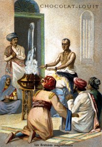 Los magnetizadores brahmanes. Cromolitografía de finales del siglo XIX. de Unknown artist