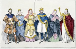 Los carolingios: Luis IV de Ultramar, Gerberge de Sajonia, Emme de Italia, Lotario, Luis V - en “Reyes y Reinas de Francia en estampas”, París, ed. Swift