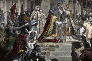 La Coronación de Carlomagno - Coronación de Carlomagno (742-814) en 800 por el Papa León III
