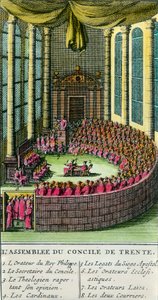 El Concilio de Trento. Ilustración con la descripción de los miembros presentes en la asamblea de Unknown artist