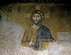 La Deesis. Detalle de Cristo, mediados del siglo XII (mosaico)