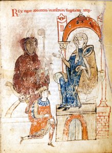 El emperador germánico Enrique IV (1050 - 1106) en traje de penitente implora el perdón del Papa Gregorio VII (Hildebrando: 1015/20 - 1085) que se había refugiado en el castillo de la condesa Matilde de Toscana (1046 - 1115) en Canossa. 25 - 28 de enero.
