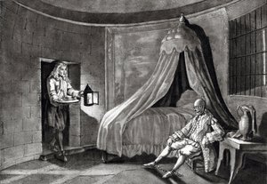La máscara de hierro en su prisión en la isla de Sainte-Marguerite de Unknown artist