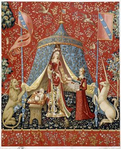 La dama con el unicornio. Reproducción de un tapiz que data de 1500 - facsímil de Unknown artist
