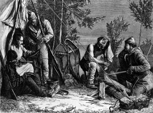 La vida de los tramperos (cazadores profesionales) en Canadá: El campamento. de Unknown artist