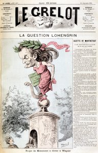 La cuestión de Lohengrin: Proyecto de monumento para ser erigido en Wagner - en “Le Grelot” del 20/09/1891 de Unknown artist