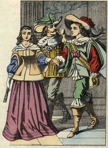 El Marqués de Carabás, la princesa y el rey en el castillo. Ilustración del cuento "El gato con botas" de Charles Perrault de Unknown artist