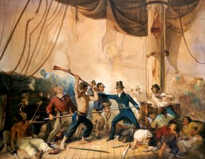 La refriega en la cubierta del Chesapeake, 1813 de Unknown