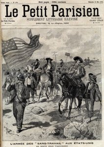El ejército "Sin Trabajo" en los Estados Unidos en su camino a Washington. En abril tuvieron lugar huelgas en Pensilvania y Ohio y un ejército de hombres desempleados liderados por Jacob Coxey marchó a Washington para reclamar trabajo. Grabado en "Le Paris