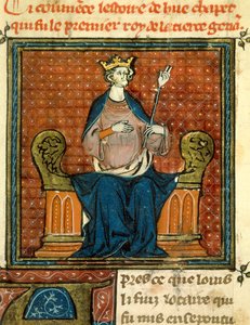 El rito de Hugo Capeto (941-996) en 988. Miniatura de un manuscrito del siglo XIII o XIV. París, B.N. de Unknown artist
