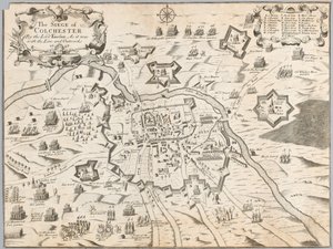El asedio de Colchester por el Lord Fairfax, como fue con la línea y las obras exteriores 1648 (grabado) de Unknown artist