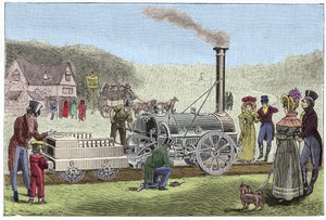 La locomotora Stephenson “The Rocket” (1830) de Unknown artist