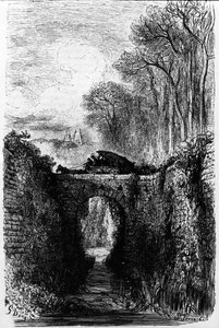 El tanque de Thespis (siglo VI a.C.). Poeta trágico griego. Gracias a su famoso carro, habría transportado a Ática primero y luego a Atenas la primera tropa de actores itinerantes, introduciendo las tragedias en la ciudad. Grabado de Gustave Doré. s.d. sig de Unknown artist