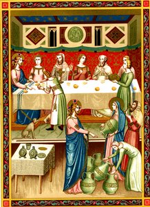 Las bodas de Caná, miniatura de un manuscrito del siglo XIV