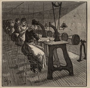 El arte del lapidario: facetado y pulido de diamantes. Grabado de 1885 en "Les arts et metiers illustres" por Adolphe BITARD de Unknown artist