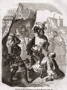 El asesinato del Duque de Borgoña (Jean sin miedo) en el puente de Montereau - en “Historia de Francia” de Anquetil, París de Unknown artist