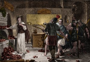 Las catacumbas de Roma se usaron para enterrar a los mártires cristianos en el primer siglo sin encontrar obstáculos por parte de los romanos. Alrededor del 257, bajo el reinado del emperador Valeriano, comenzó la persecución contra los muertos y muchos cr de Unknown artist