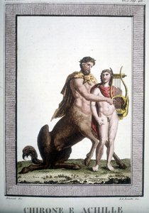 El centauro Quirón y Aquiles - en Dizionario mitologico de Unknown artist