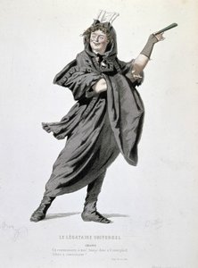 El personaje de Crispin en "El legatario universal" (1708) de Jean François Regnard (1655 - 1709). Grabado del siglo XIX. de Unknown artist