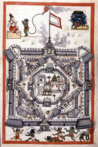 La ciudad de Lanka (Ceilán) en un manuscrito de papel del siglo XVII de Unknown artist