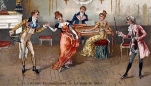 La lección de baile a finales del siglo XVIII de Unknown artist