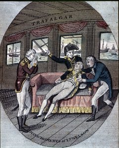 La muerte del almirante Nelson en la Batalla de Trafalgar, a bordo de su barco, el “Victory” (21 de octubre) de Unknown artist