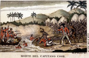 La muerte del Capitán Cook según 