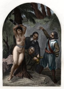 Las dragonnades de las Cevenas bajo Luis XIV (1643-1715), persecución de protestantes. Grabado de 1842 en "Histoire des popes" de Maurice Lachatre. Colección privada. de Unknown artist
