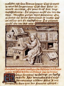 El eclesiástico, copista y traductor Jean Mielot (fallecido en 1472) trabajando en su oficina de Unknown artist