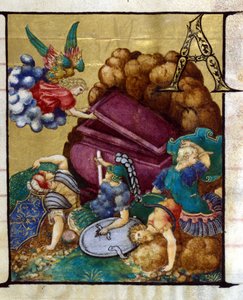 La tumba vacía. Miniatura en un coro del siglo XV, Iglesia de la Virgen Coronada de Lodi. de Unknown artist