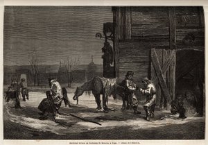 El mariscal ferrante, en el suburbio de Moscú. Dibujo de Henriet para ilustrar su viaje a las provincias bálticas rusas en 1851-54. Grabado en 