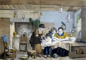 Los cortes de dedos: escena del médico de familia de Unknown artist