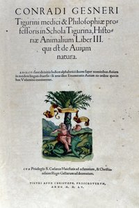 El frontispicio del tercer volumen de Historia Animalium de Conrad Gesner (1516 - 1565), Tiguri de Unknown artist
