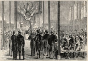 El príncipe imperial Eugenio Luis José (1856-1879) asistiendo al banquete de San Carlomagno en París, en el Liceo Bonaparte (luego Liceo Condorcet). Grabado en "El Universo Ilustre". de Unknown artist