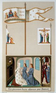 Las insignias de Juana de Arco y alegoría de Francia en oración - en “Juana de Arco” por H. Wallon de Unknown artist