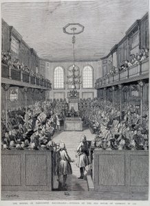 El interior de la Cámara de los Comunes de Londres en 1760 de Unknown artist
