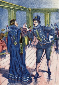El hijo del rey hace bailar a Cenicienta. Ilustración para “Cenicienta”, cuento de Charles Perrault (1628-1703), escritor francés. Imaginario Marcel Vagne, Jarville Nancy, sin fecha (finales del siglo XIX).