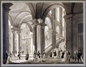 La gran escalera de Brera. Aguatinta de Giovanni Migliara, alrededor de 1820 de Unknown artist