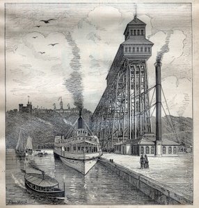 Los ascensores de Weehawken en los Estados Unidos (Grabado en 