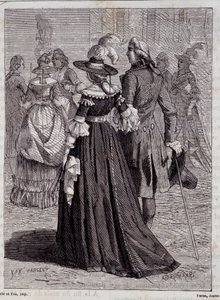 El sombrero relámpago de las damas de París en 1778 - en "Las maravillas de la ciencia" de Louis Figuier
