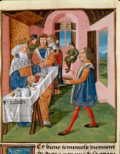 La comida del Rey de Sicilia, Arthagogles (miniatura de 