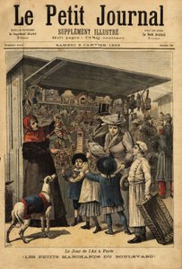 Los comerciantes y sus exhibiciones en el bulevar el día del año en París. Grabado en Le petit journal, 2/01/1892. Colección Selva